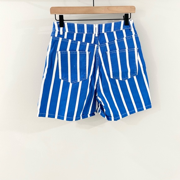 ASOS High Waist Denim Shorts Blue Stripe Size 4 - Picture 5 of 5